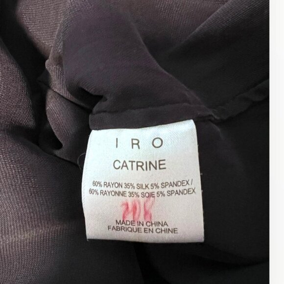 IRO Navy Blue Black Catrine Silk Long Sleeve Geometric Textured blouse Sz 36 / 4 - Picture 5 of 5